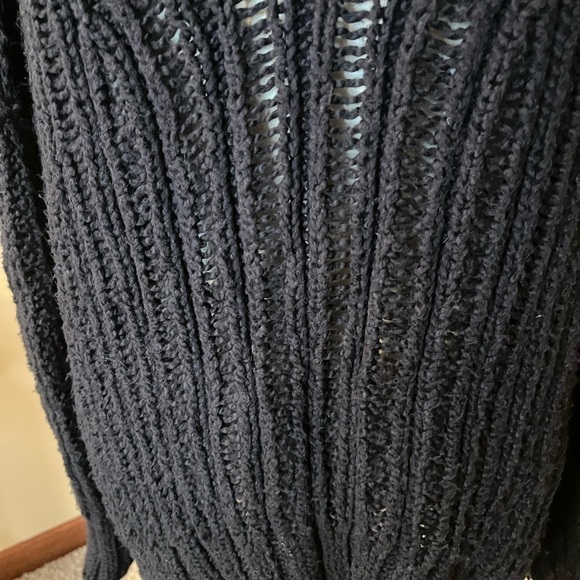 Free People Black Oversized Wide-knit Chunky V-Neck Sweater Sz XS/S - Picture 2 of 5